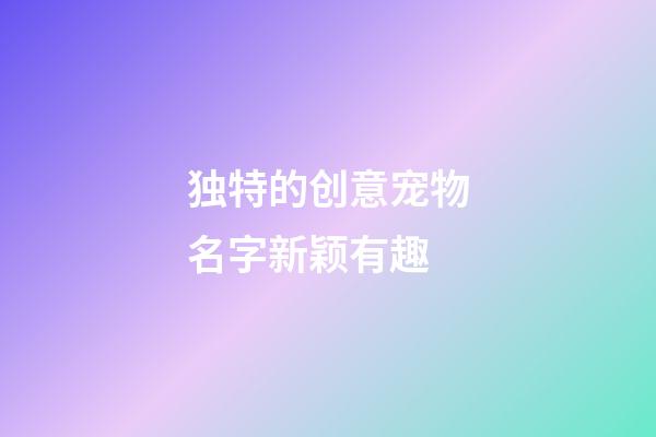 独特的创意宠物名字新颖有趣