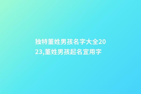 独特董姓男孩名字大全2023,董姓男孩起名宜用字