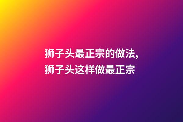 狮子头最正宗的做法,狮子头这样做最正宗-第1张-观点-玄机派