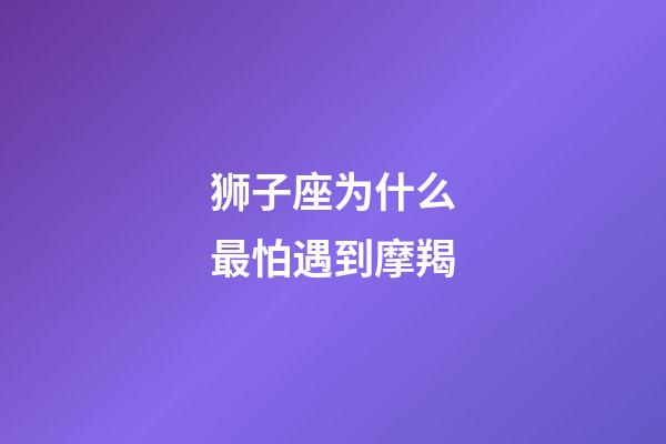 狮子座为什么最怕遇到摩羯-第1张-星座运势-玄机派