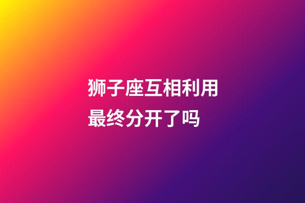 狮子座互相利用最终分开了吗-第1张-星座运势-玄机派