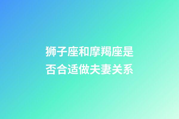 狮子座和摩羯座是否合适做夫妻关系-第1张-星座运势-玄机派