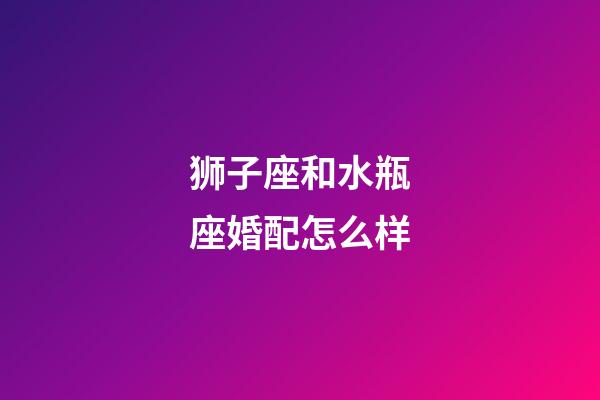 狮子座和水瓶座婚配怎么样-第1张-星座运势-玄机派