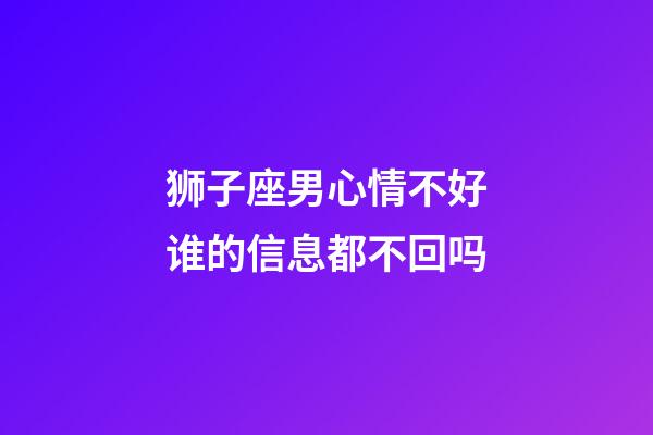 狮子座男心情不好谁的信息都不回吗-第1张-星座运势-玄机派