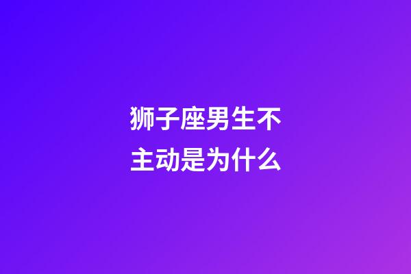 狮子座男生不主动是为什么-第1张-星座运势-玄机派