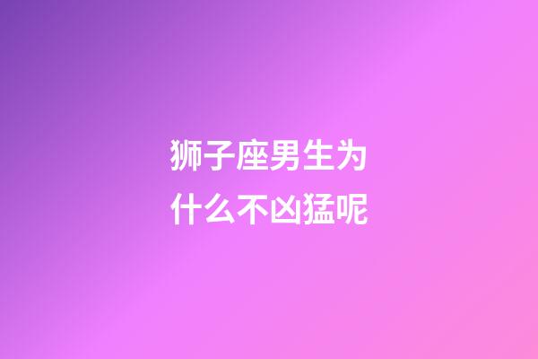 狮子座男生为什么不凶猛呢-第1张-星座运势-玄机派