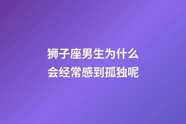 狮子座男生为什么会经常感到孤独呢-第1张-星座运势-玄机派