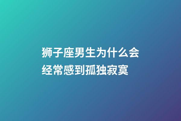 狮子座男生为什么会经常感到孤独寂寞-第1张-星座运势-玄机派