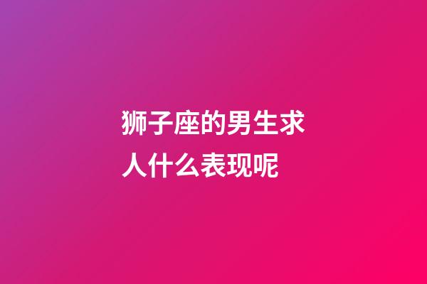 狮子座的男生求人什么表现呢-第1张-星座运势-玄机派