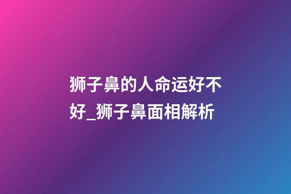 狮子鼻的人命运好不好_狮子鼻面相解析