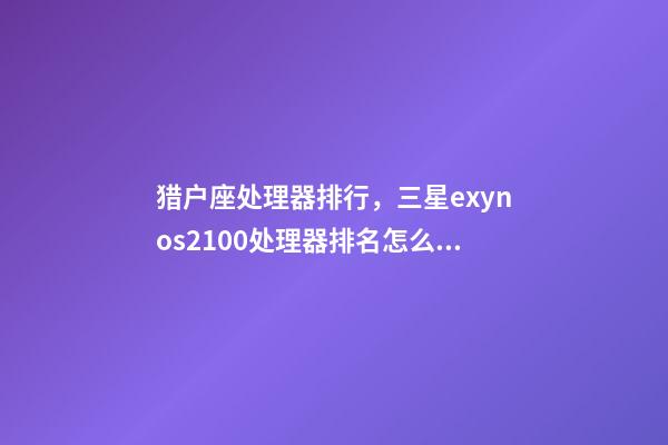 猎户座处理器排行，三星exynos2100处理器排名怎么样-第1张-观点-玄机派