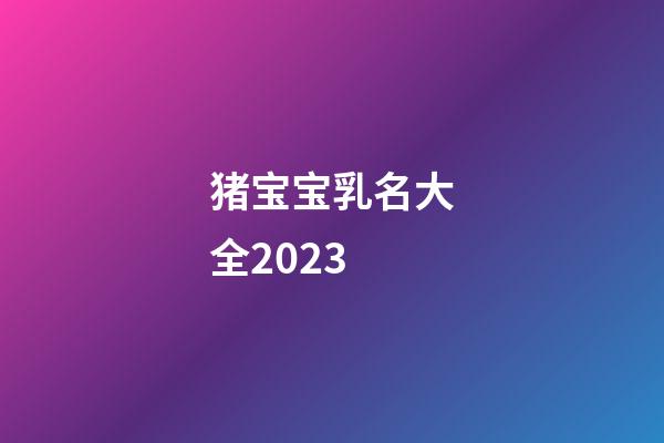 猪宝宝乳名大全2023