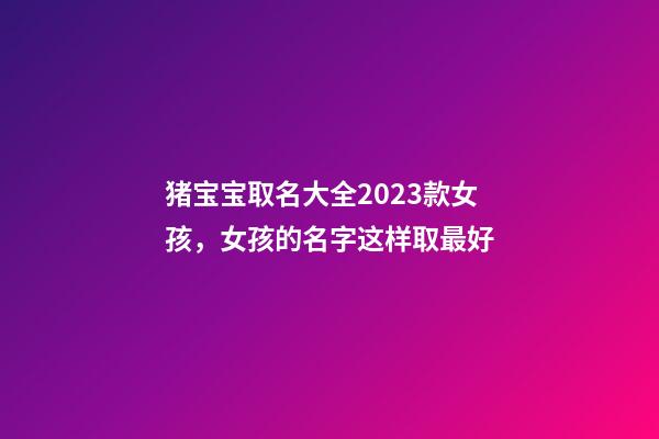 猪宝宝取名大全2023款女孩，女孩的名字这样取最好
