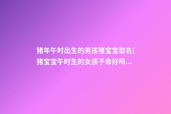 猪年午时出生的男孩猪宝宝取名(猪宝宝午时生的女孩子命好吗)