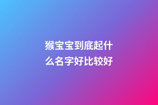 猴宝宝到底起什么名字好比较好