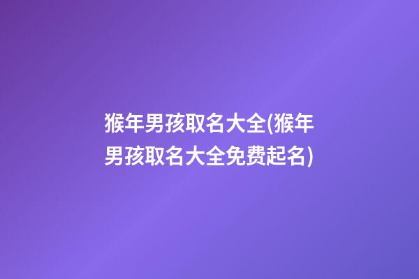 猴年男孩取名大全(猴年男孩取名大全免费起名)