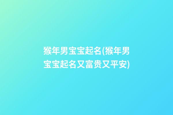猴年男宝宝起名(猴年男宝宝起名又富贵又平安)