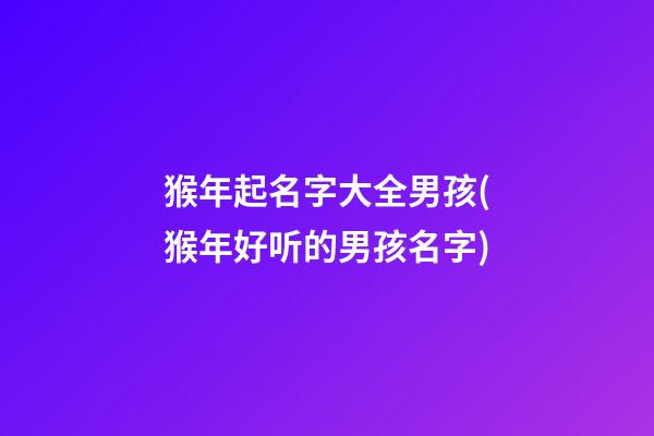 猴年起名字大全男孩(猴年好听的男孩名字)