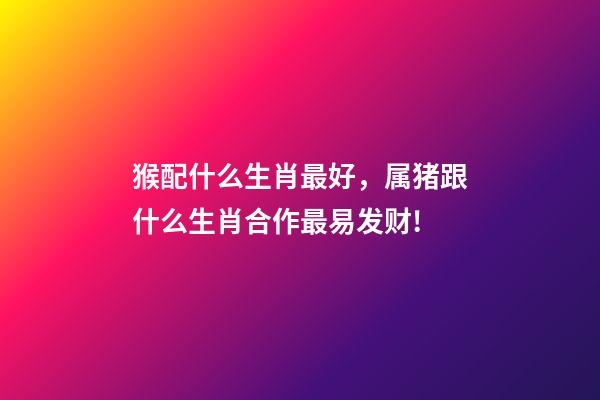 猴配什么生肖最好，属猪跟什么生肖合作最易发财!-第1张-观点-玄机派