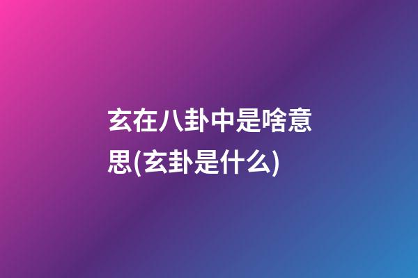 玄在八卦中是啥意思(玄卦是什么)