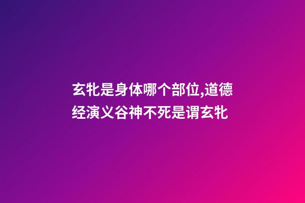 玄牝是身体哪个部位,道德经演义(10)谷神不死是谓玄牝-第1张-观点-玄机派