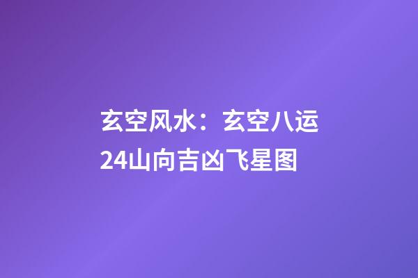 玄空风水：玄空八运24山向吉凶飞星图