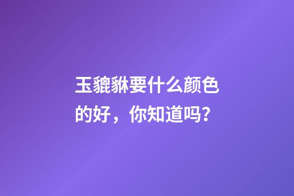 玉貔貅要什么颜色的好，你知道吗？