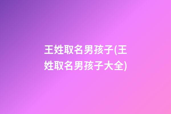 王姓取名男孩子(王姓取名男孩子大全)