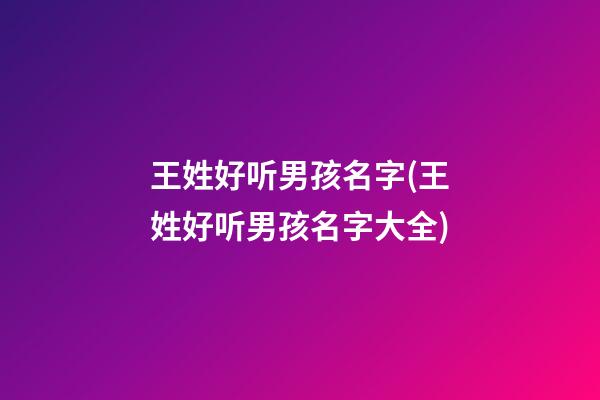王姓好听男孩名字(王姓好听男孩名字大全)