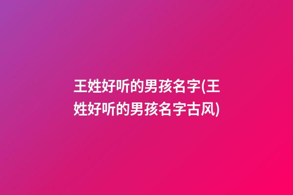 王姓好听的男孩名字(王姓好听的男孩名字古风)