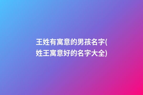 王姓有寓意的男孩名字(姓王寓意好的名字大全)