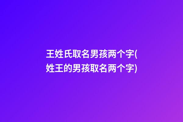 王姓氏取名男孩两个字(姓王的男孩取名两个字)