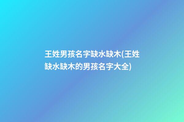 王姓男孩名字缺水缺木(王姓缺水缺木的男孩名字大全)