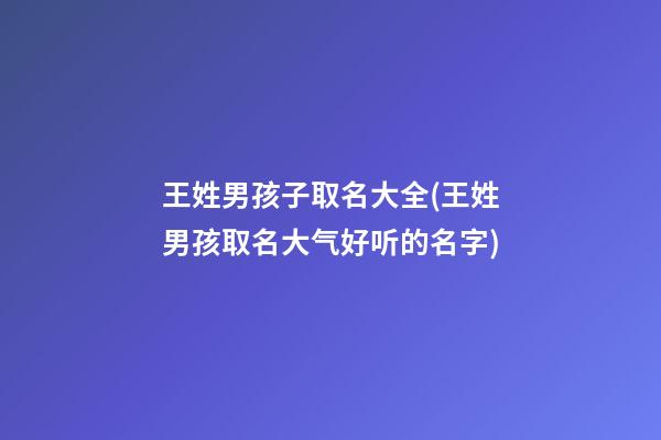 王姓男孩子取名大全(王姓男孩取名大气好听的名字)