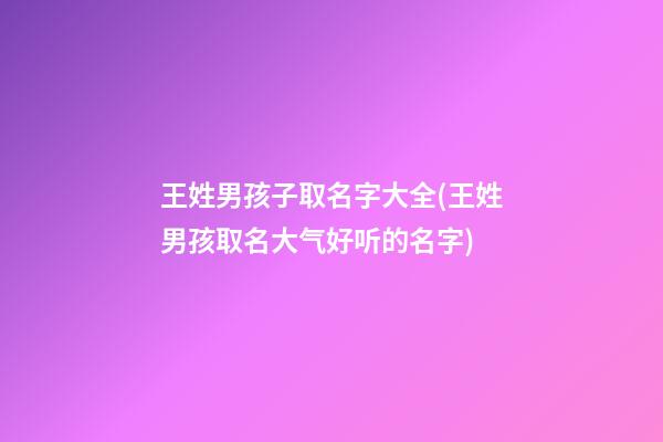 王姓男孩子取名字大全(王姓男孩取名大气好听的名字)