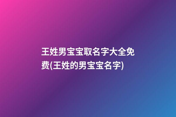 王姓男宝宝取名字大全免费(王姓的男宝宝名字)