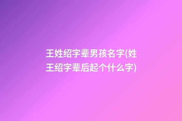 王姓绍字辈男孩名字(姓王绍字辈后起个什么字)