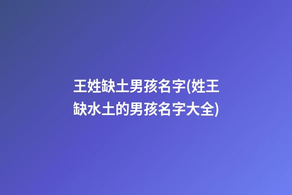 王姓缺土男孩名字(姓王缺水土的男孩名字大全)