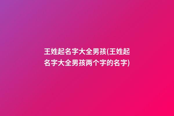 王姓起名字大全男孩(王姓起名字大全男孩两个字的名字)