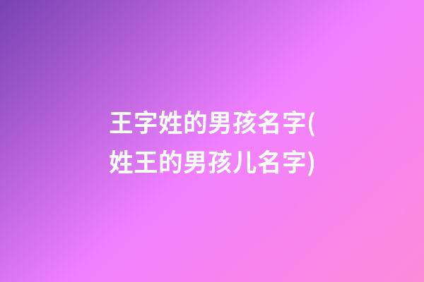 王字姓的男孩名字(姓王的男孩儿名字)