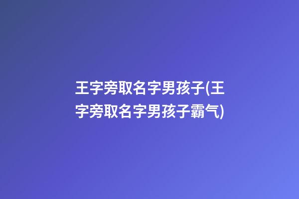 王字旁取名字男孩子(王字旁取名字男孩子霸气)