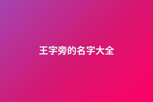 王字旁的名字大全