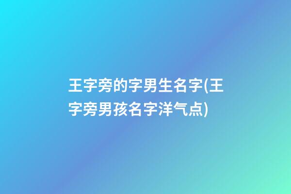 王字旁的字男生名字(王字旁男孩名字洋气点)