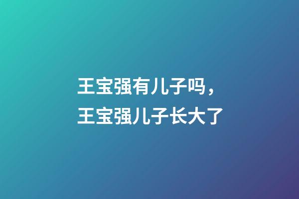 王宝强有儿子吗，王宝强儿子长大了-第1张-观点-玄机派