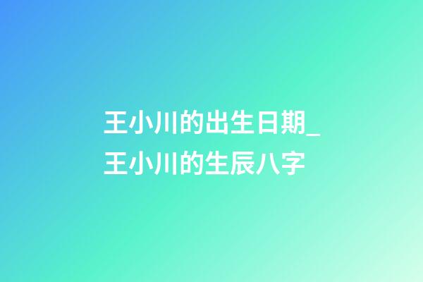 王小川的出生日期_王小川的生辰八字