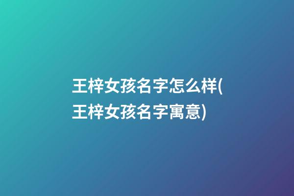 王梓女孩名字怎么样(王梓女孩名字寓意)