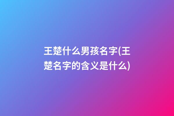王楚什么男孩名字(王楚名字的含义是什么)