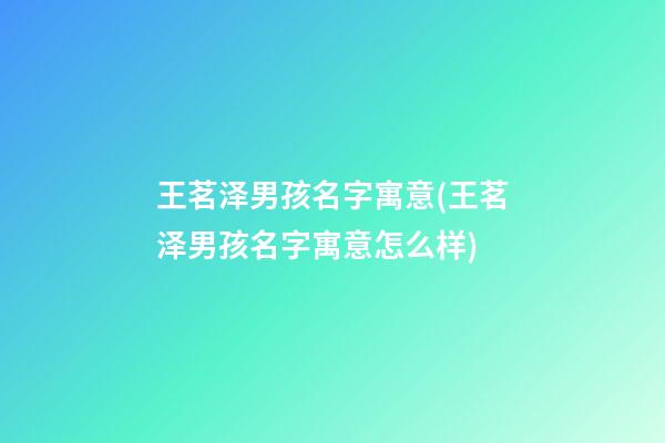 王茗泽男孩名字寓意(王茗泽男孩名字寓意怎么样)