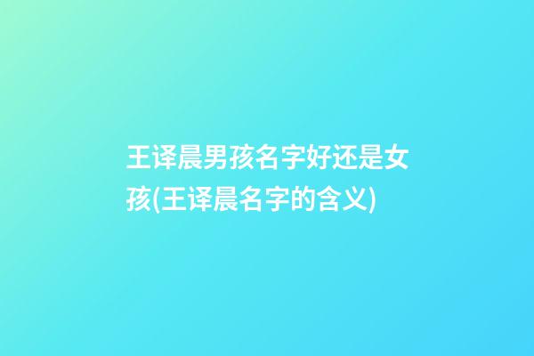 王译晨男孩名字好还是女孩(王译晨名字的含义)