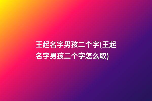王起名字男孩二个字(王起名字男孩二个字怎么取)